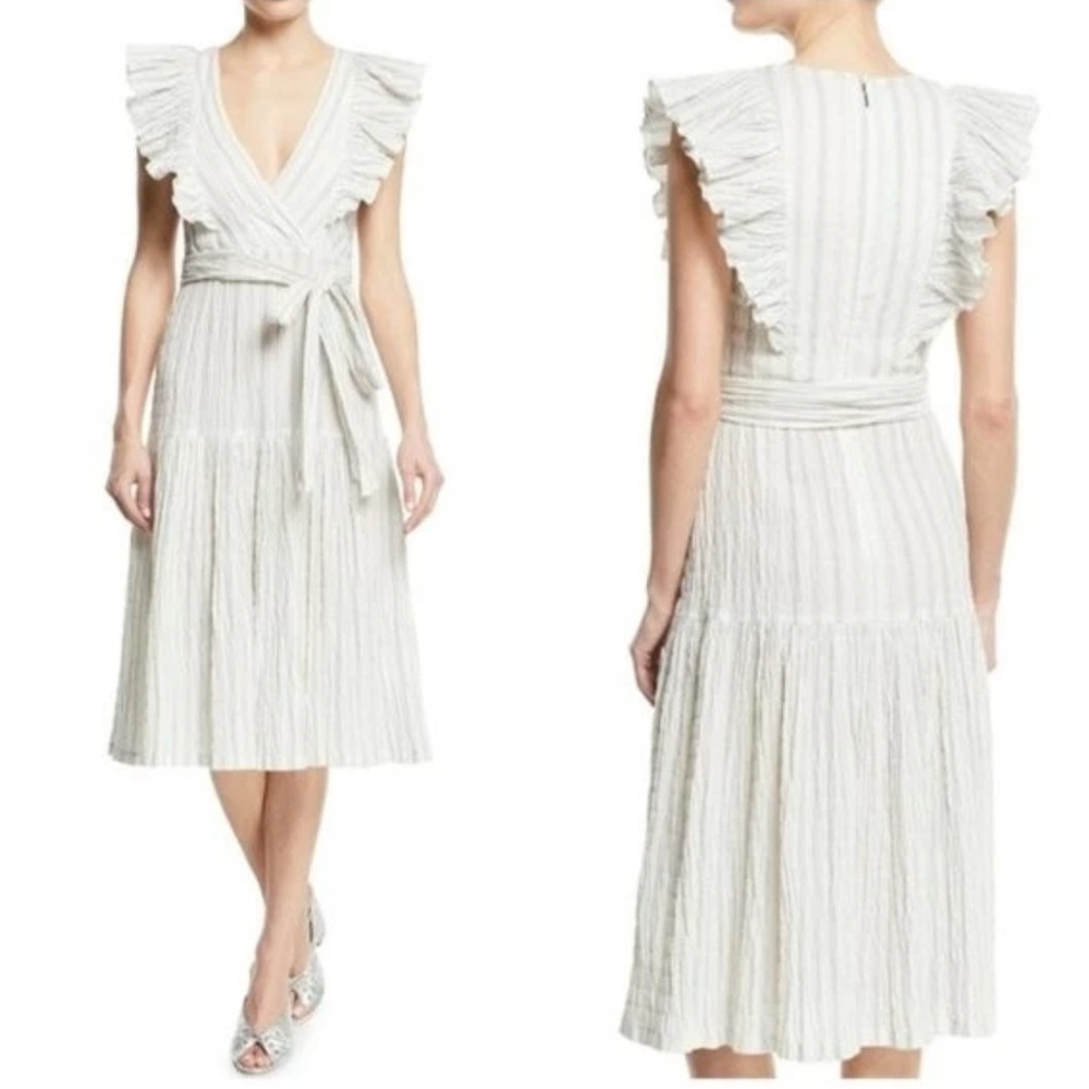 NWT Rebecca Taylor Cream Ruffle Midi Dress